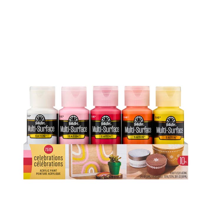 FolkArt MultiSurface Acrylic Paint Set Celebration 10 Colors for wholesale by Plaid Crafts