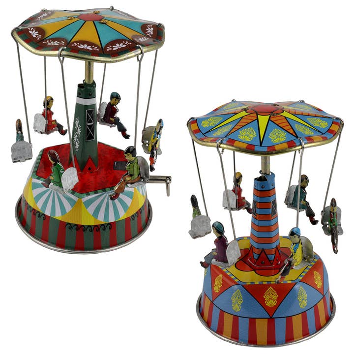 Tribal Trade GmbH - Wholesale Decorative Figurine - Set of 2 tin toy carousel music box musical