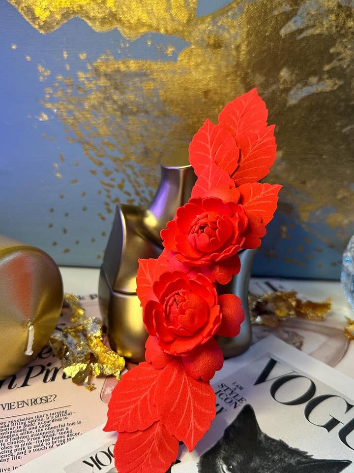 Fleurs en mousse rouge faites à la main pour bricolage et décoration pour la vente par CRAFTDECORFLOWERS