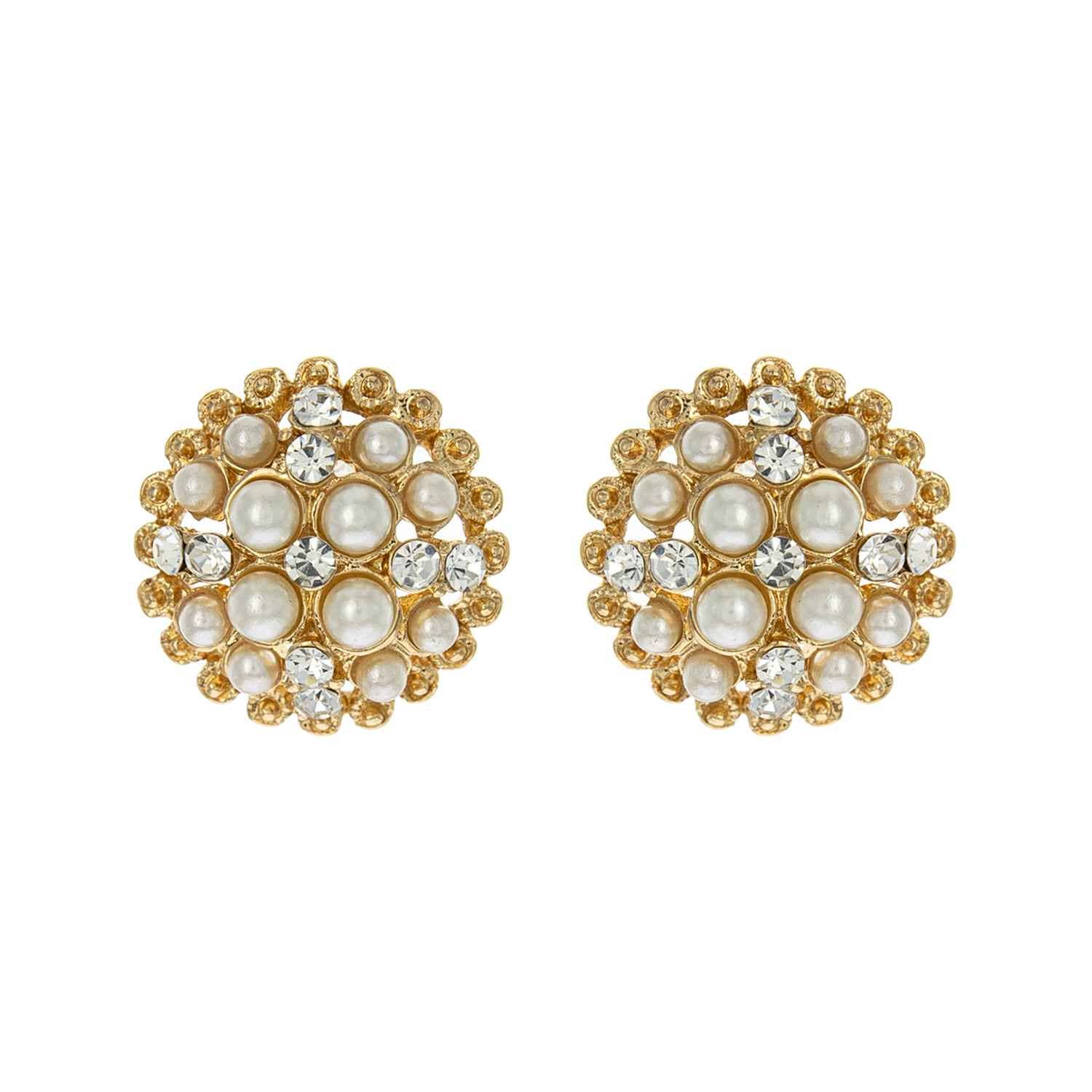 SP Sophia Collection - Wholesale Stud/Post Earrings - Pearl with Stone Burst Stud Earrings 0