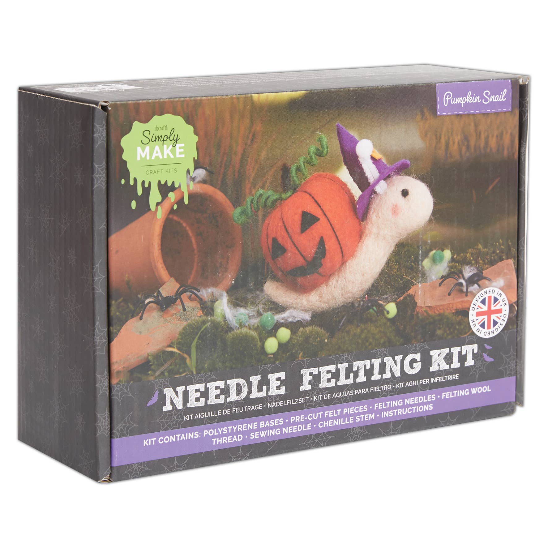 West Design Products - Wholesale Craft Sewing Kit - Simply Make Needle Felting Kit Halloween, Pumpkin Snail2