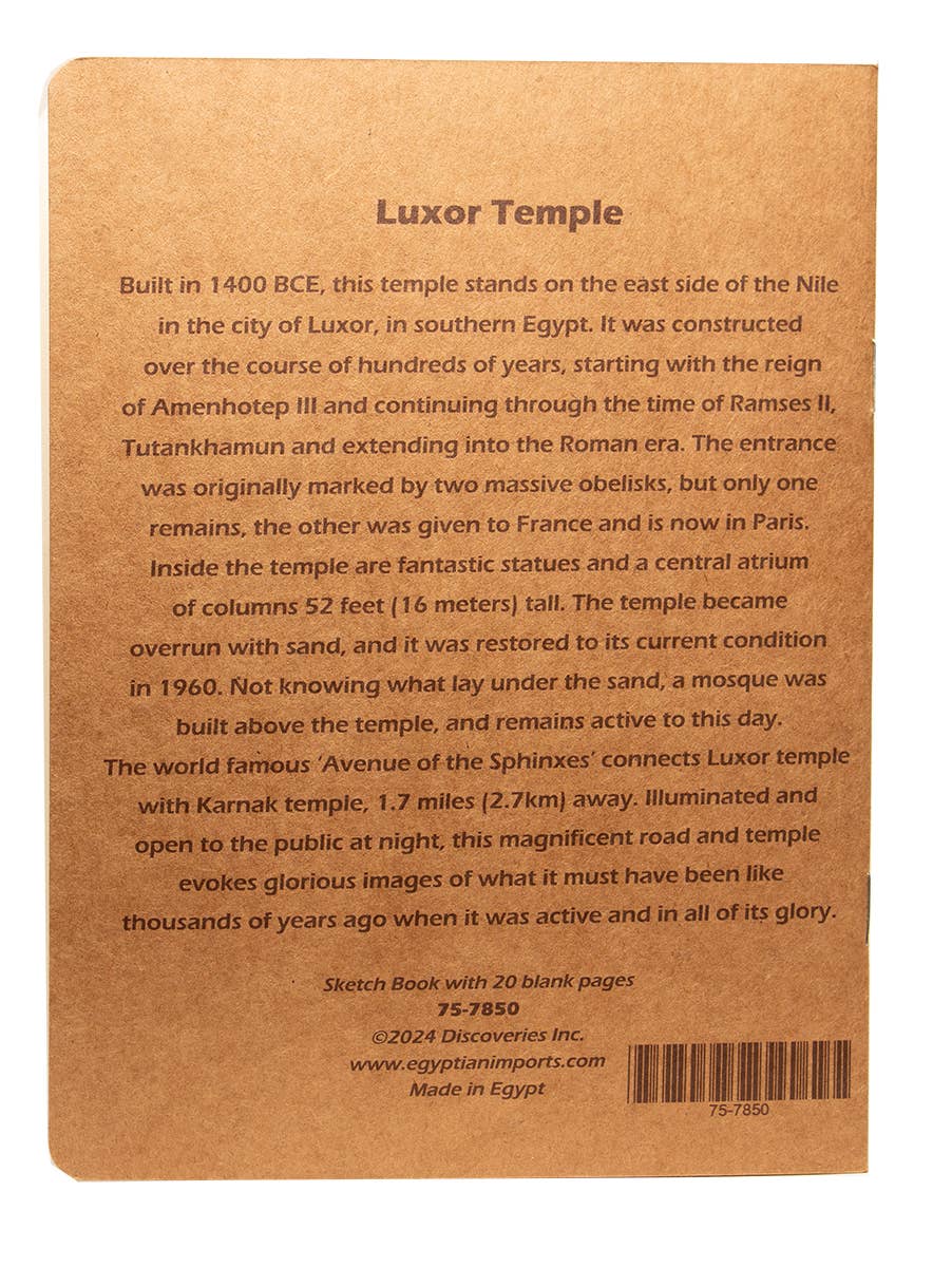 Discoveries, Inc. - Wholesale Sketchbook/Sketchpad - Sketch Book - Egyptian Luxor Temple - 6" x 8"1