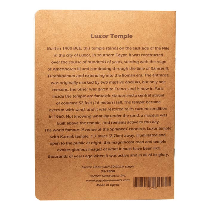 Discoveries, Inc. - Wholesale Sketchbook/Sketchpad - Sketch Book - Egyptian Luxor Temple - 6" x 8"1