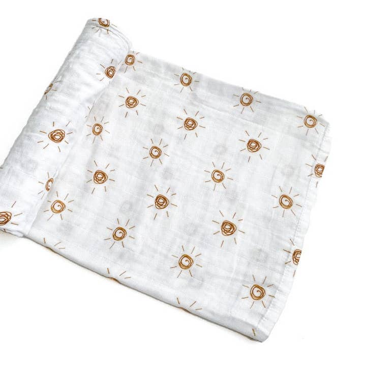Brown Sun Muslin Swaddle Blanket for wholesale by Harp Angel Boutique