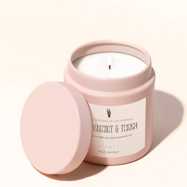 Peppermint & Tonka Candle for wholesale by Peace Love Rally