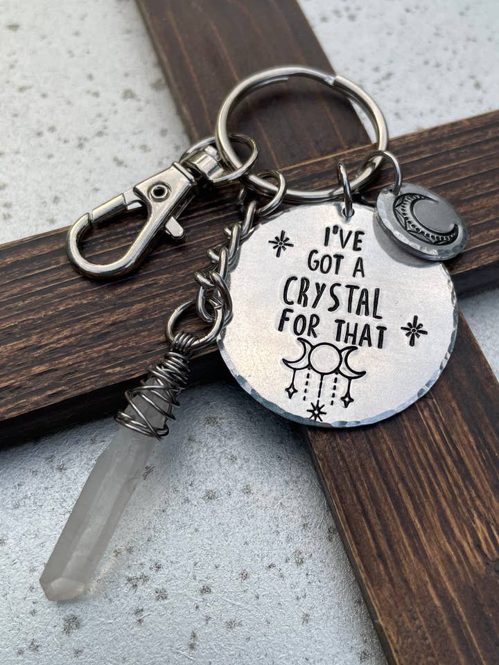“I’ve Got A Crystal For That” Rd. Keychain for wholesale by The Imprint Duo