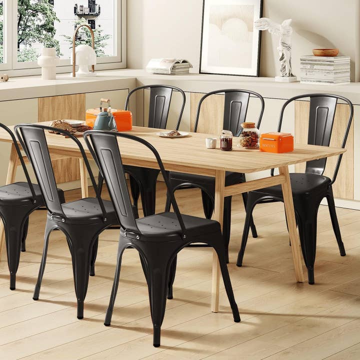 Black Chic Stackable Metal Dining Chairs for Indoor-Outdoor Use for wholesale on Faire