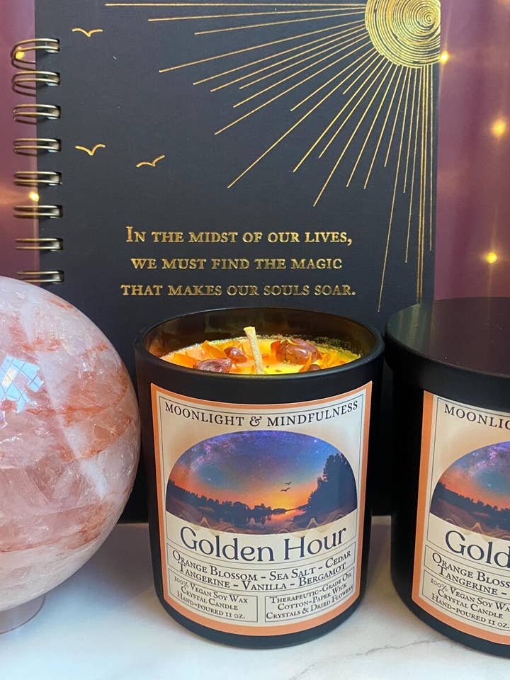 Golden Hour 100% Soy Wax Crystal Candle for wholesale by Moonlight & Mindfulness