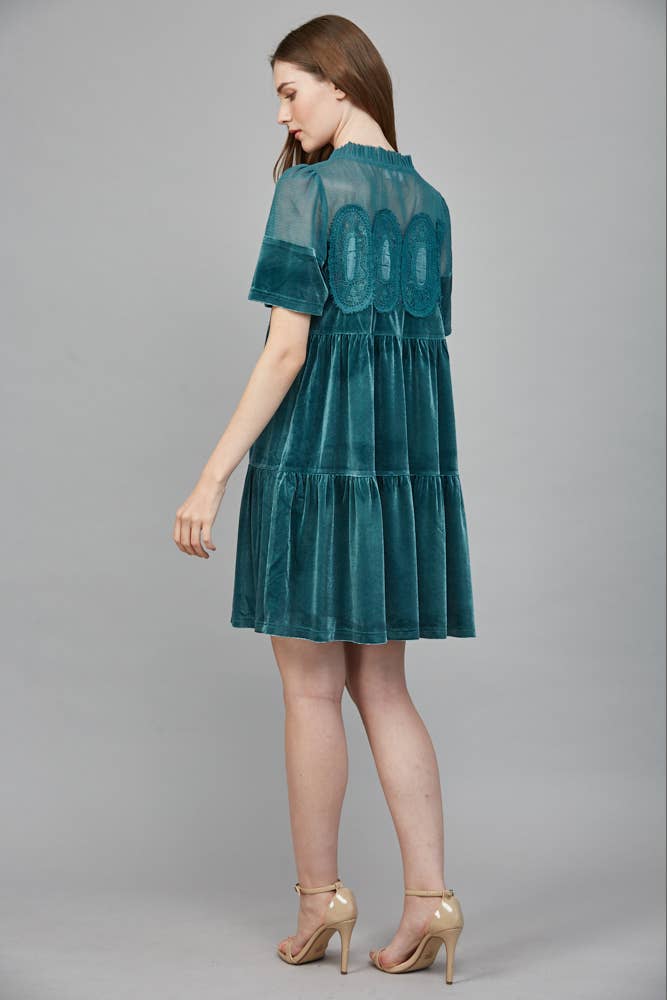 FATE - Wholesale Dress - Women's - CONTRAST SHEER MESH W/ INTRICATE LACE DETAIL VELVET FD34144 14