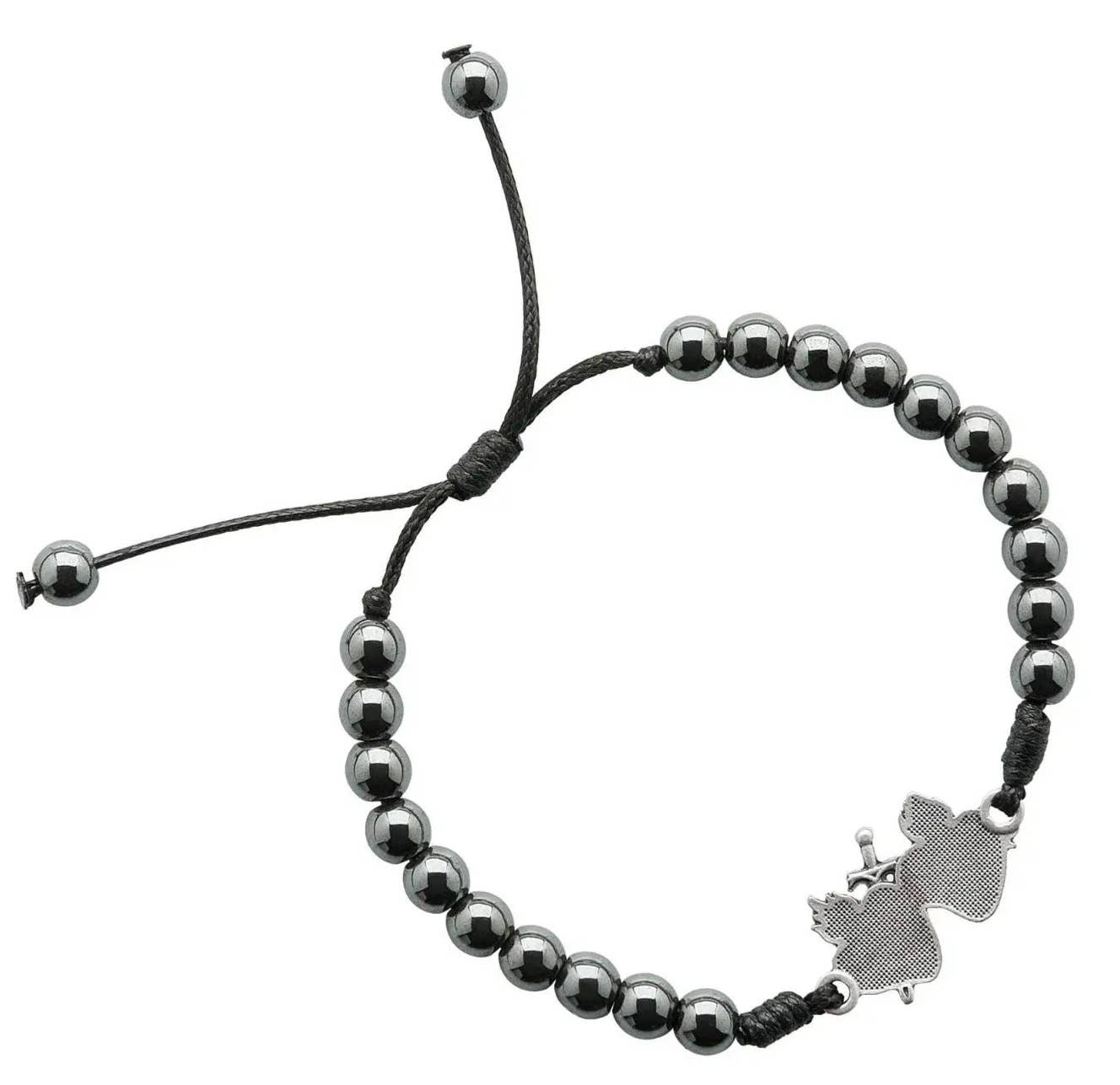 Oremus Mercy – wholesale Beaded bracelet – Sacred Heart Hematite Beads Bracelet 7"1