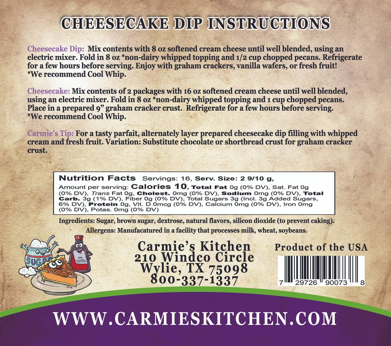 Carmie's Kitchen - Wholesale Dip - Pecan Pie Cheesecake Dip Mix1