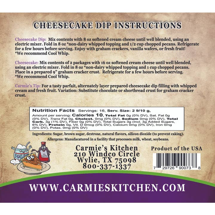 Carmie's Kitchen - Wholesale Dip - Pecan Pie Cheesecake Dip Mix1