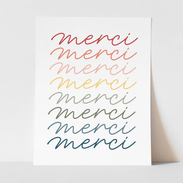 Merci En Couleur Art Print for wholesale by Palmer Street Press