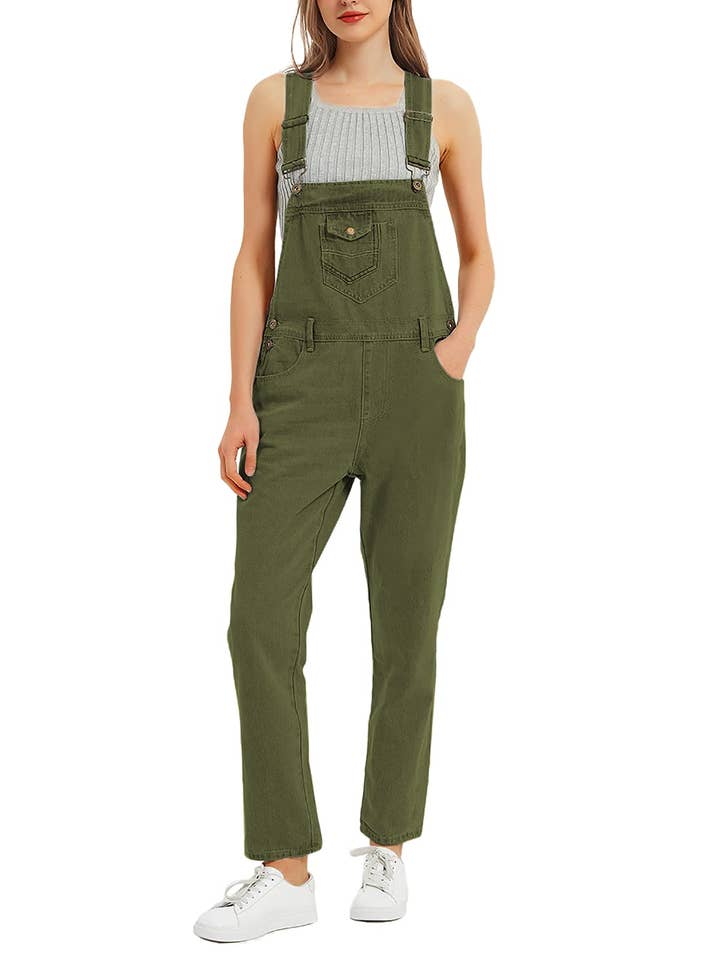 Relaxed Fit Overalls with Adjustable Straps and Front Pocket for wholesale by Anna Kaci Wholesale