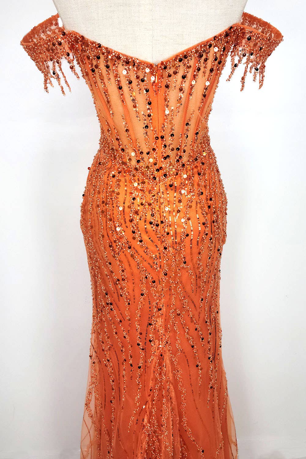 Chicas - Wholesale Gown - Women's - Off the Shoulder Sequin and Bead Long Dress C33125