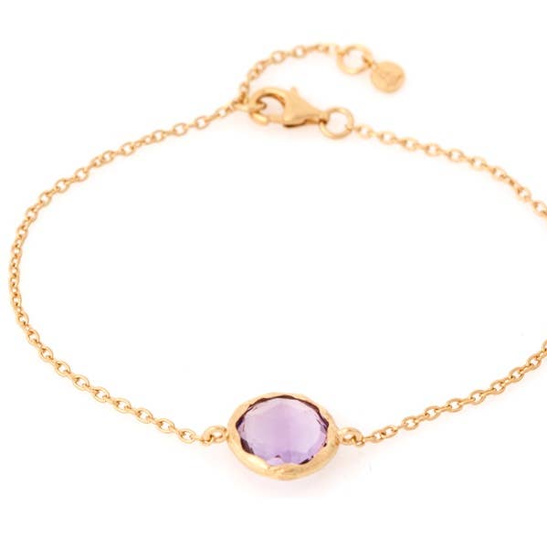 Purple amethyst bracelet, 925 gold-plated silver, 17+2 cm for wholesale by OPALOOK France
