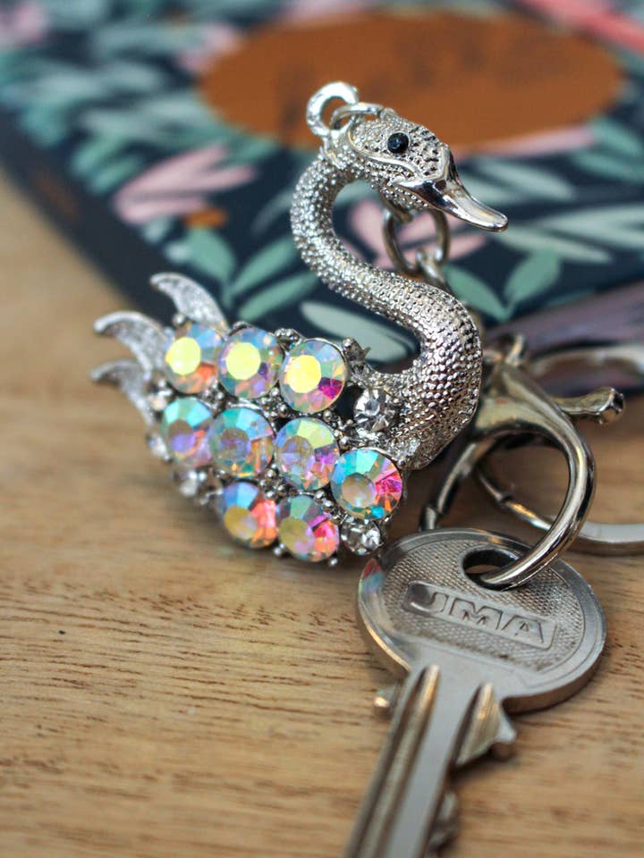 Swan Diamante Large Keyring for wholesale by Wildtouch