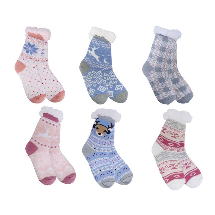 Pastel Nordic Dreamscape Thermal Slipper Socks for wholesale by Opportunities