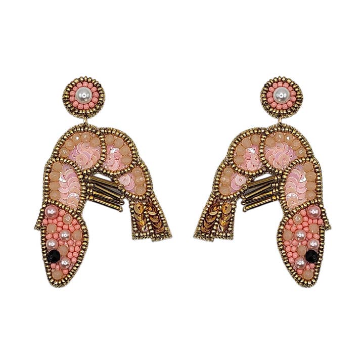 Narratives The Line - Wholesale Dangle Earrings - Pink Sequin Prawn Earrings0