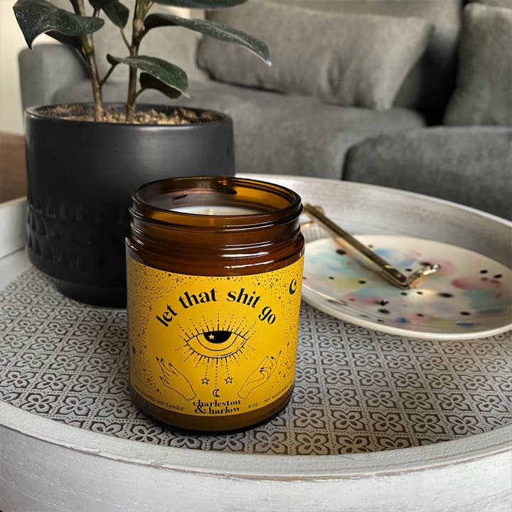 Charleston & Harlow Candle Co. - Wholesale Jar/Filled Candle - Let That Shit Go - Bourbon, White Maple + Pecan Soy Candle
