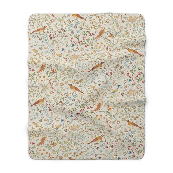 Willy Morris Home Emporium - Wholesale Throw blanket - Sherpa Fleece Blanket inspired by William Morris - Newill Collection1