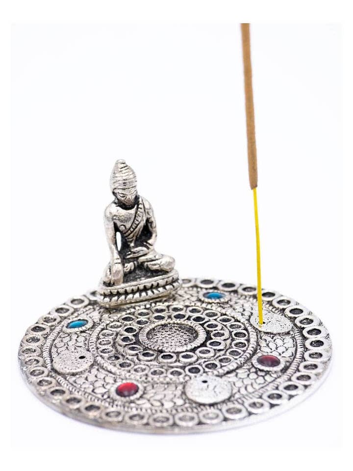 Cirkulär staty som rökelsehållare med sittande Buddhafigur för wholesale av Kimago's Home