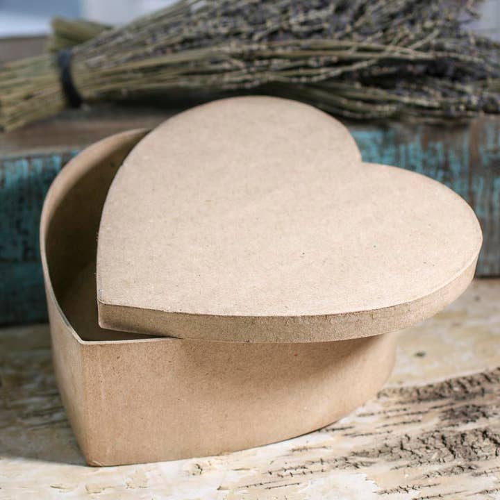 Factory Direct Craft - Wholesale Decorative Box - Premade Heart Paper Mache Box - 7-1/2" x 7-1/2" x 3"