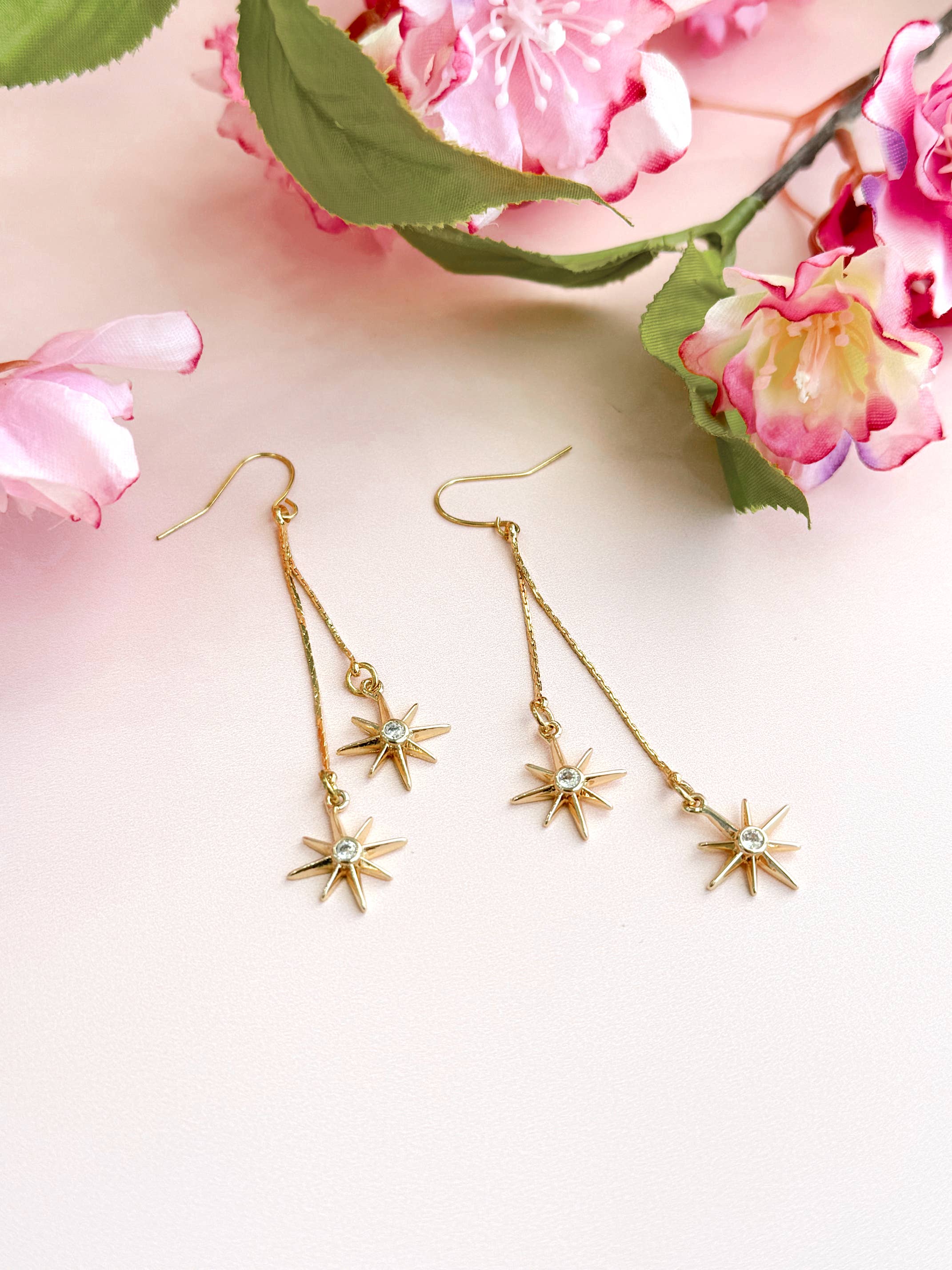 Golden Hour Designs - Wholesale Dangle Earrings - Staggered Star Drops - Hypoallergenic, Celestial, Trendy3