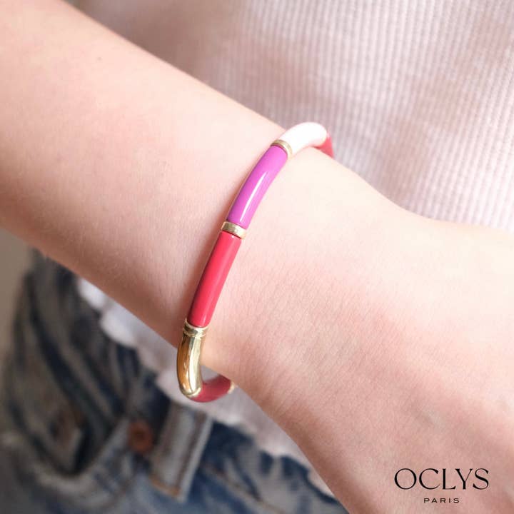 Elastic bracelet with colored tubes Uli for wholesale by Oclys