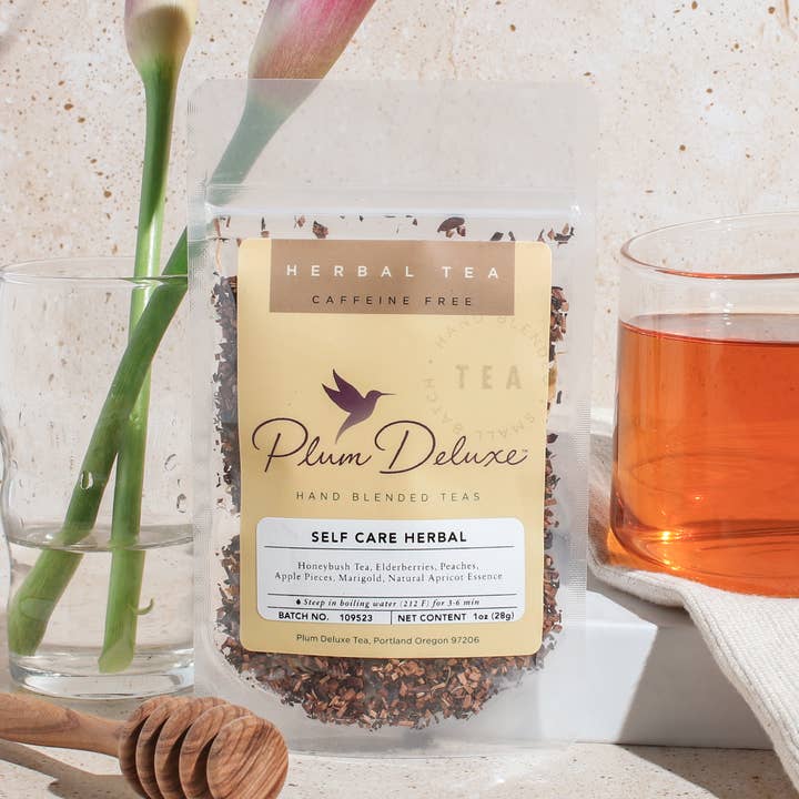 Plum Deluxe Tea – wholesale Loose tea – Self Care Apricot Elderberry Herbal Loose Leaf Tea Honeybush0
