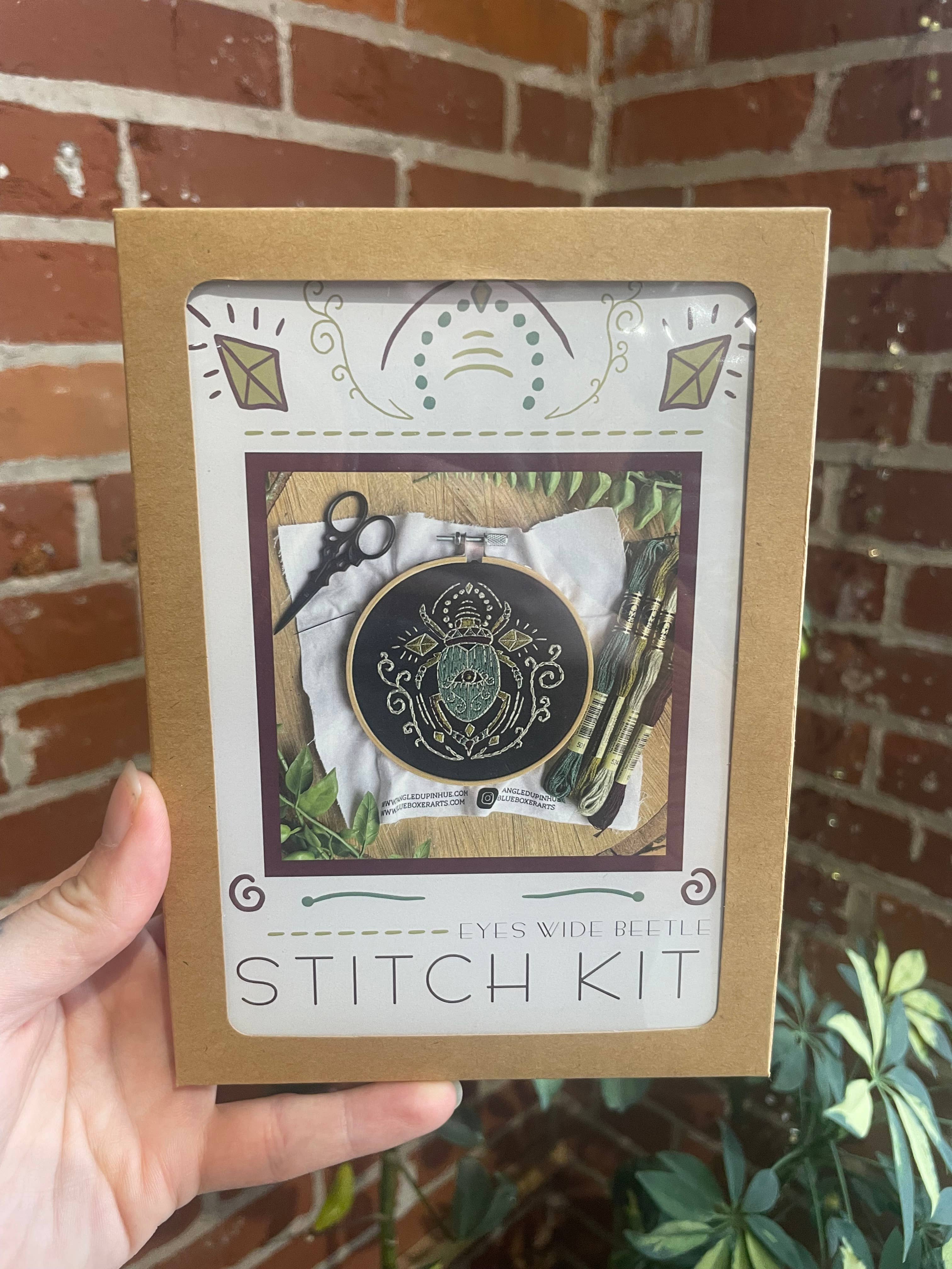 Tangled Up In Hue - Wholesale Embroidery/Cross Stitch Supplies - DIY Stitch Kit -  Eyes Wide Beetle Embroidery Kit1