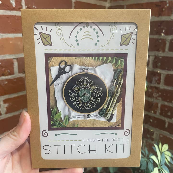 Tangled Up In Hue - Wholesale Embroidery/Cross Stitch Supplies - DIY Stitch Kit - Eyes Wide Beetle Embroidery Kit1