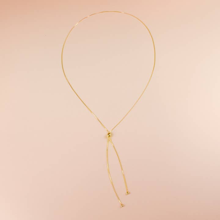 Cold Gold - Wholesale Y-Neck/Lariat Necklace - The Infinity Bolo Necklace in 14k Gold2