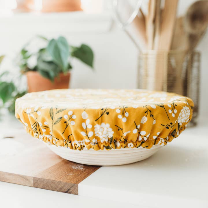 Wild Clementine Co. - Wholesale Food Storage Wrap/Bag - Reusable Bowl or Dish Cover- Gold Floral0