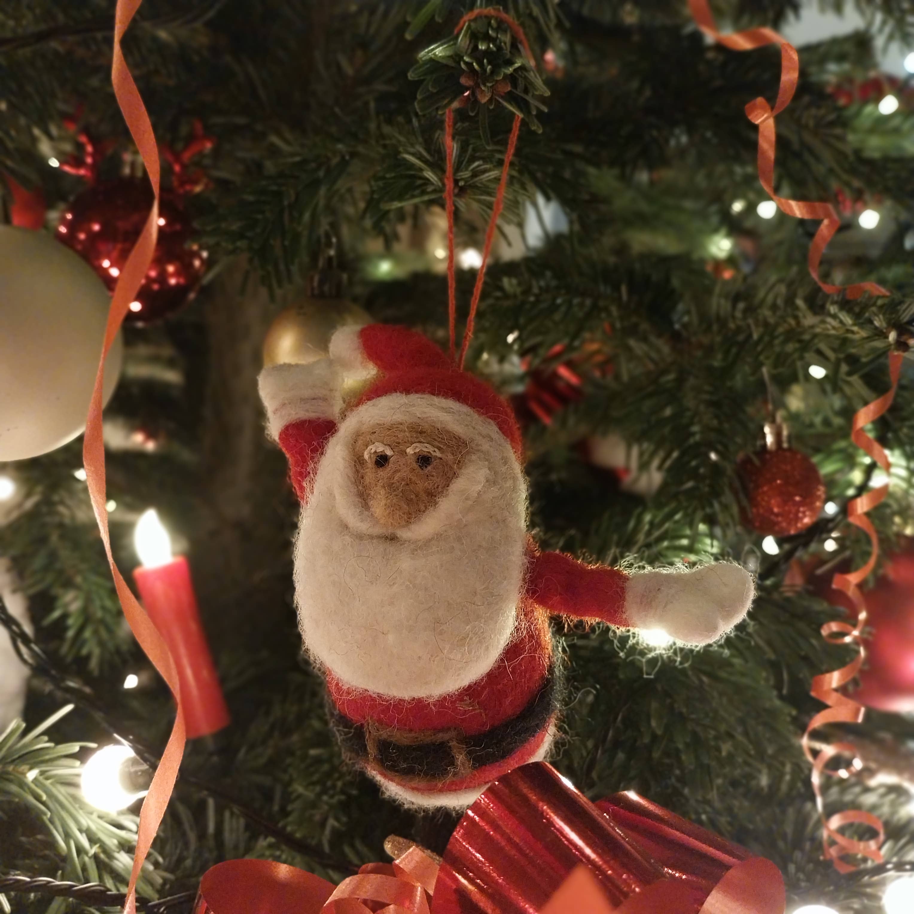 Felt So Good – wholesale Ornament – Handmade Felt Round Santa Christmas Tree Hanging Decoration3