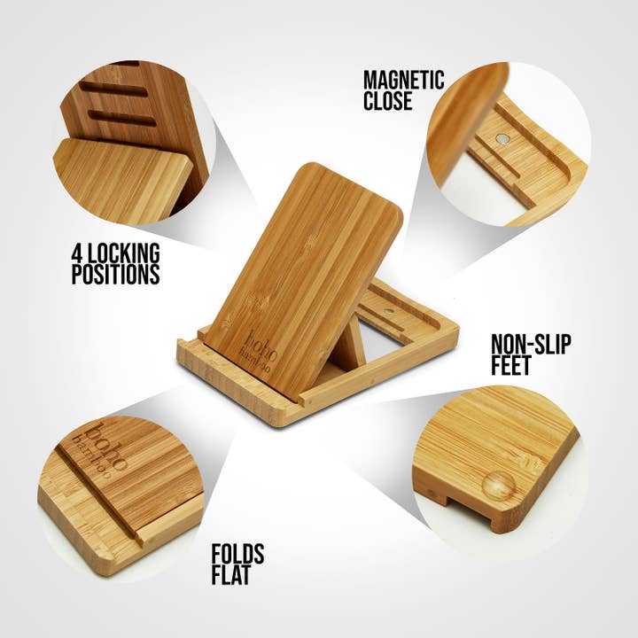 BOHO Bamboo – Engroshandel Tabletstativ – Sammenklappelig telefonholder. Telefonholder lavet af bæredygtig bambus3