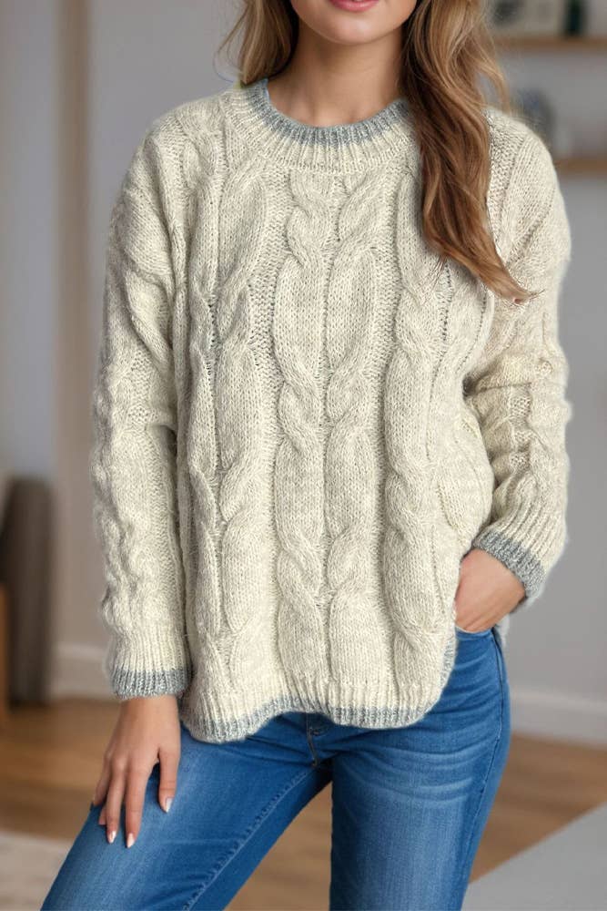 UNISHE – Top de malha - Mulher por atacado – Camisola de tricô com gola redonda ZK23335