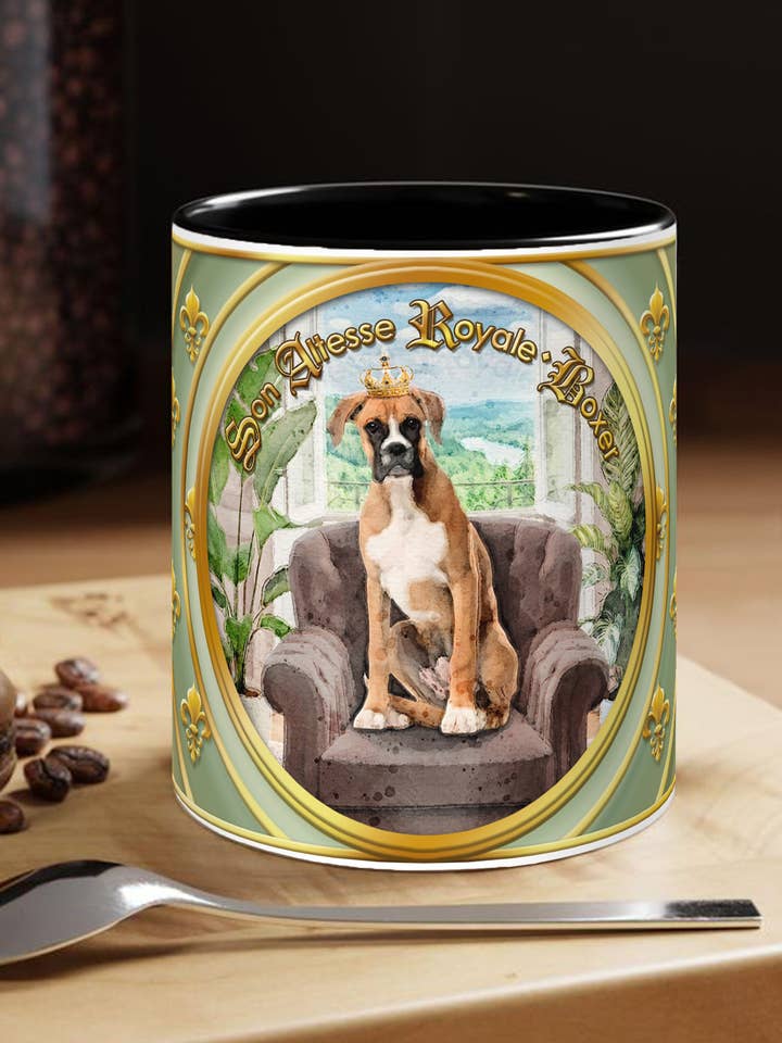 MUG Dog - BOXER - Coll. "His Royal Highness" for wholesale by Miss Iz