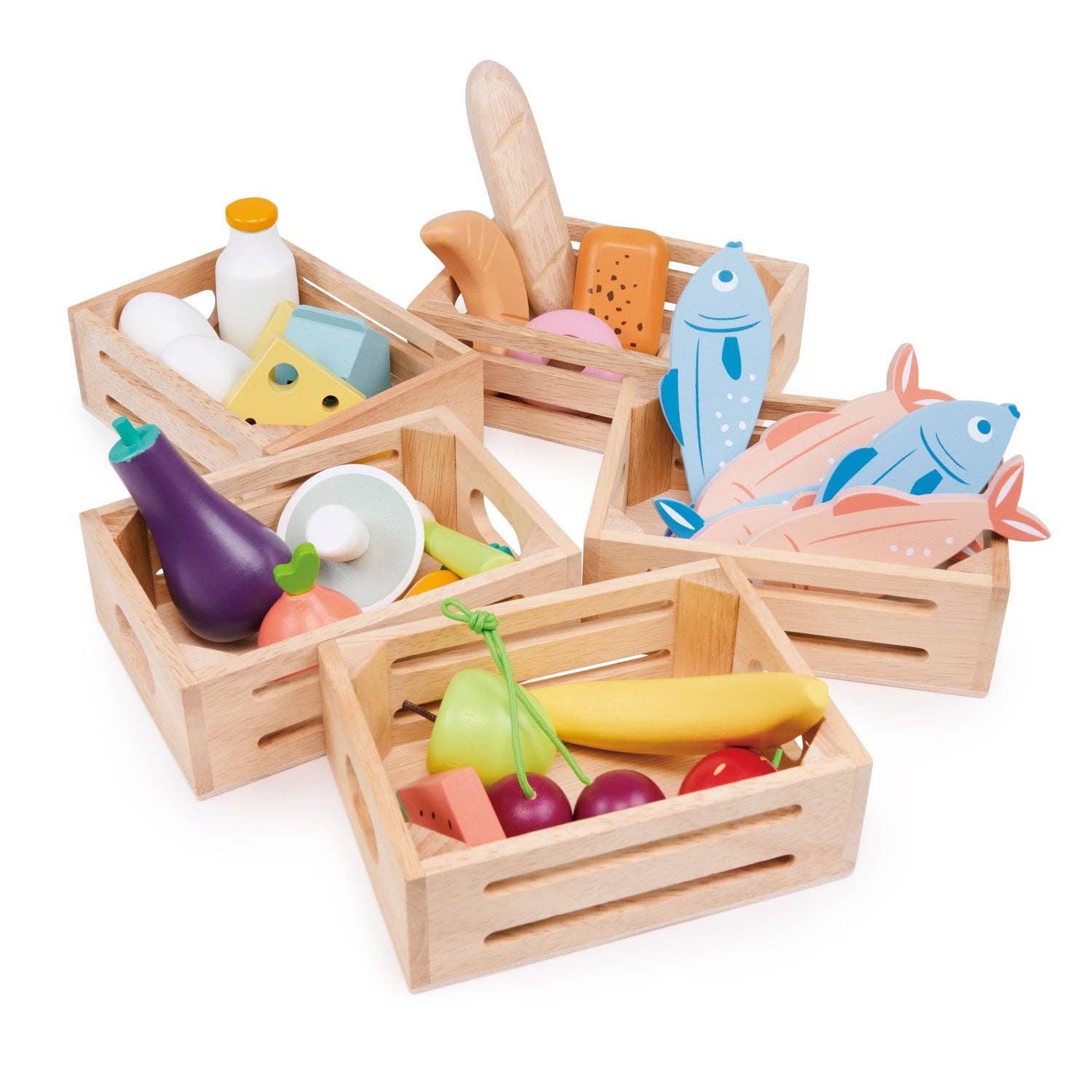 Mentari Toys - Wholesale Wood Toy - Kids - Kids' Dairy Crate Wood Toy with Eggs, Milk, and Cheese2
