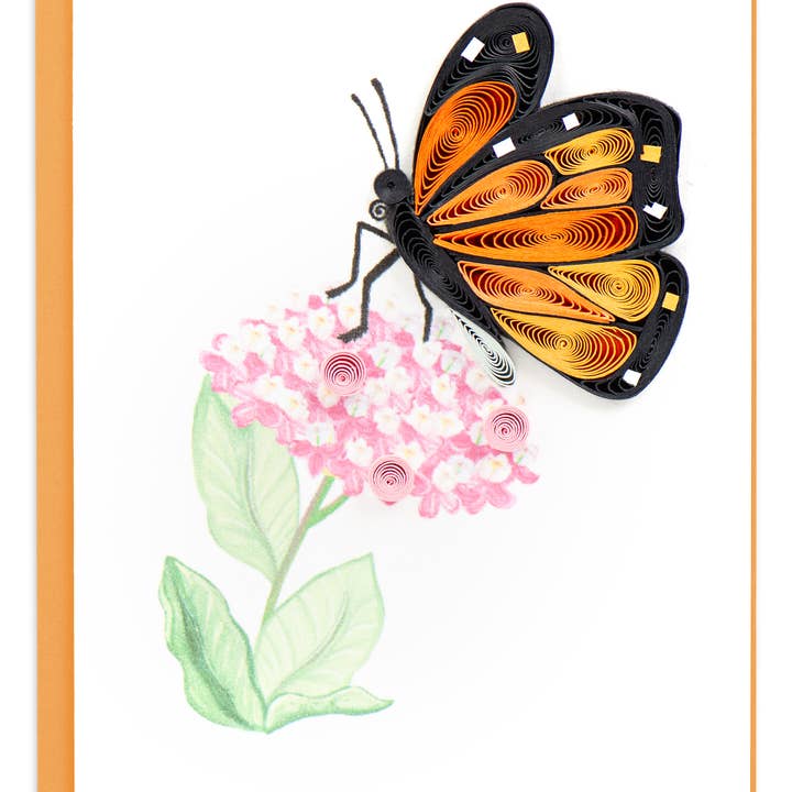 Quilling Card - Wholesale Everyday Greeting Card - Quilled Monarch Milkweed Butterfly Gift Enclosure Mini Card