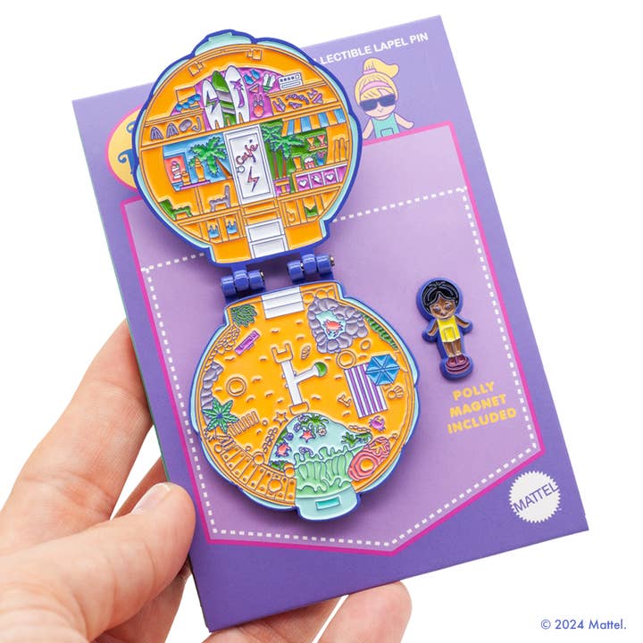 Polly Pocket™ beachparty-kompakt med gångjärnspinne för wholesale av Little Shop of Pins
