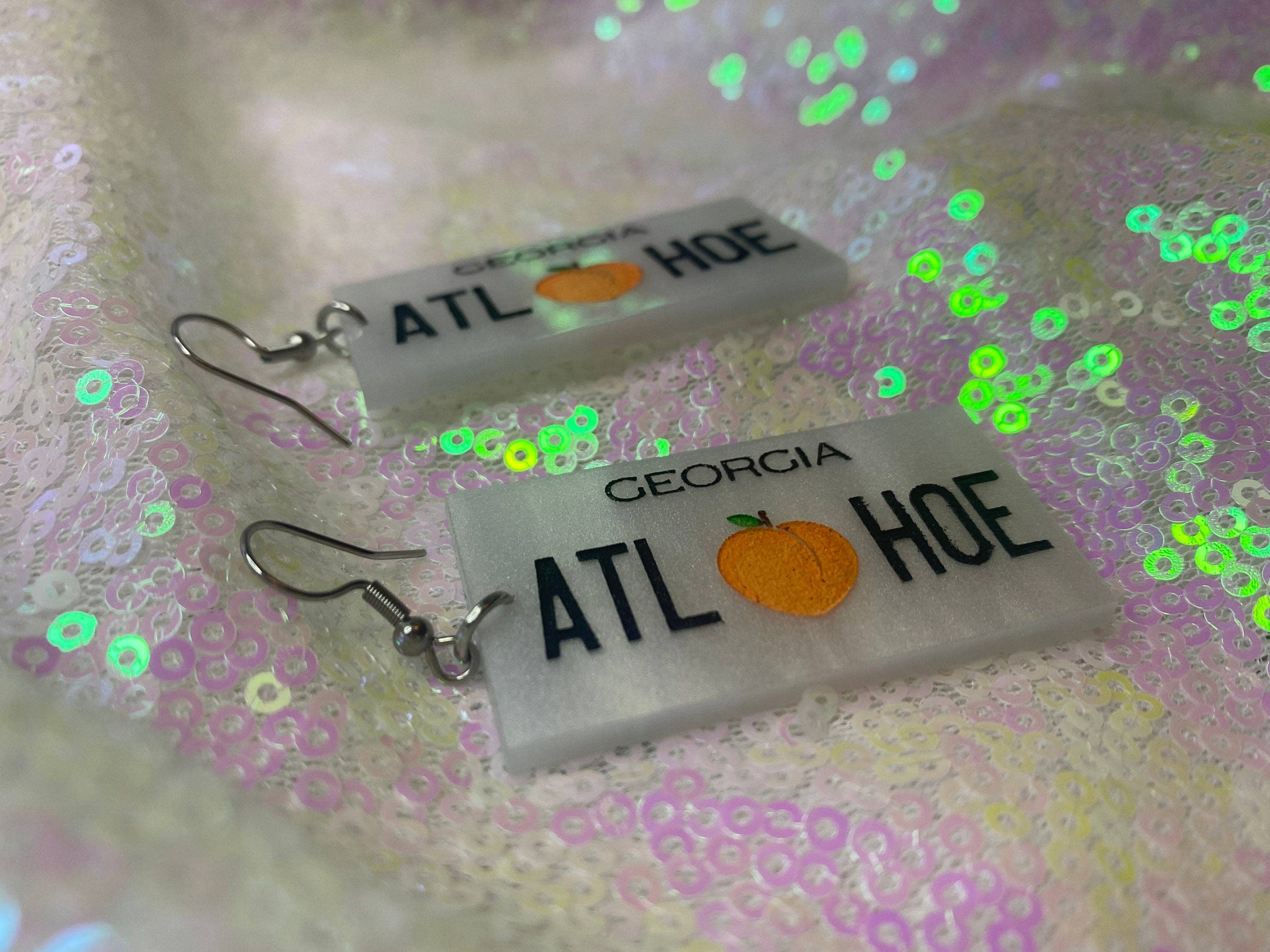 Quirky Bird - Vente Boucles d'oreilles pendantes - ATL HOE | Boucles d'oreilles plaque d'immatriculation de Géorgie | Personnalisables2