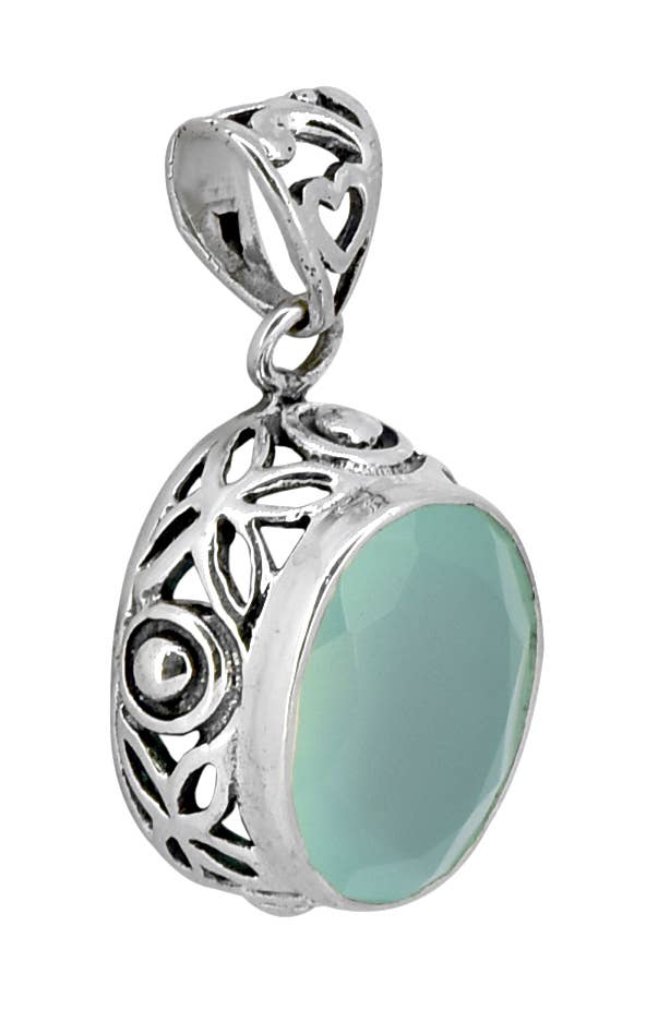 Tiramisu – Engroshandel Vedhæng/charm – Aqua kalcedon 925 Sterling sølv kæde vedhæng1