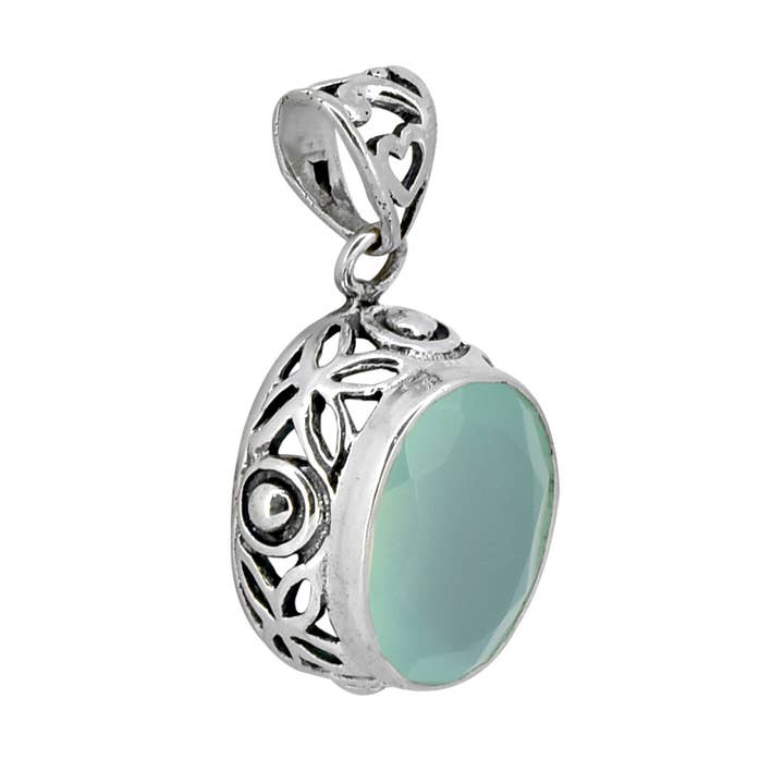 Tiramisu – Engroshandel Vedhæng/charm – Aqua kalcedon 925 Sterling sølv kæde vedhæng1