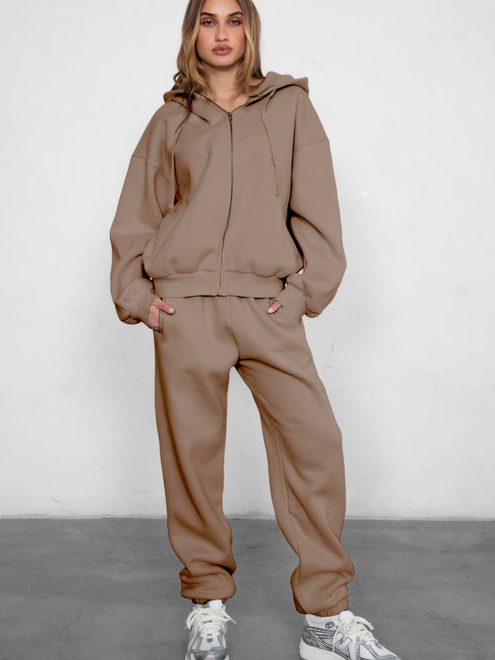 TICTOC - Wholesale Hoodie – Women's - UNIVERSITY Plush Fleece Loose Fit Zip Up Hoodie With Pockets16