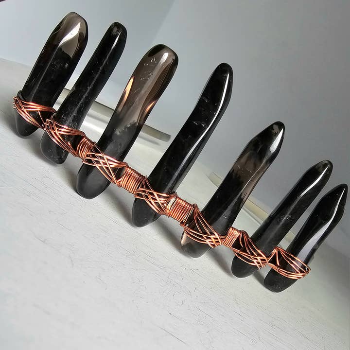 Diadème ou couronne en pierres précieuses - Quartz fumé pour la vente par Divine Dragon Designs