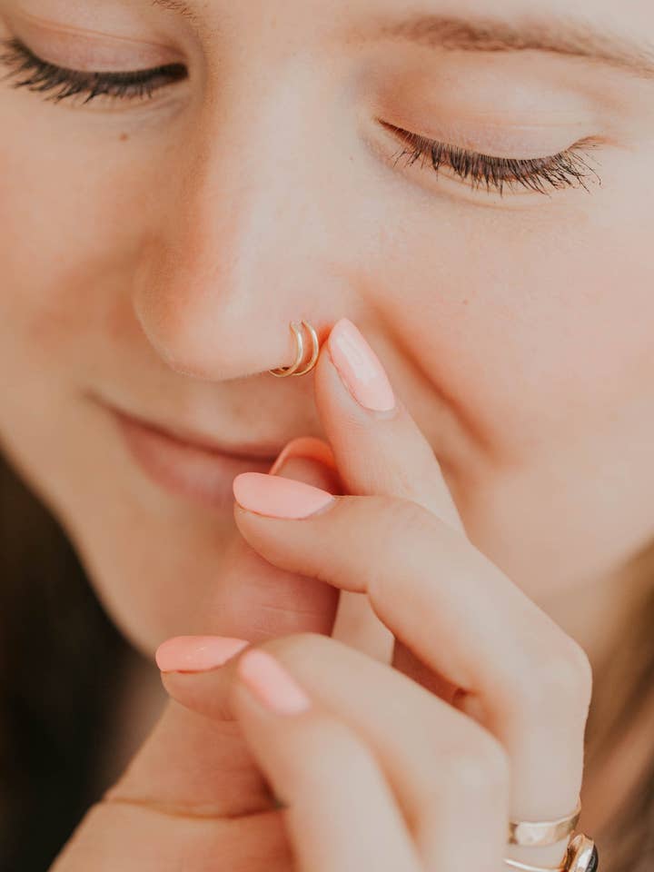 Tiny Twist Nose Ring | 14kt Gold Fill + Sterling Silver for wholesale by Hello Adorn