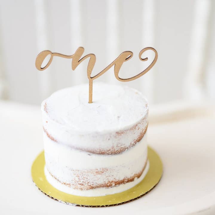 Top This Party Co. - Wholesale Cake/Cupcake Topper - 1st Birthday Birch Wood Cake Topper1