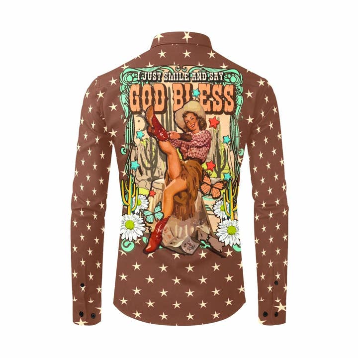Cowgirl Says God Bless Western Button Up Shirt for wholesale by BAHA RANCH WESTERN WEAR