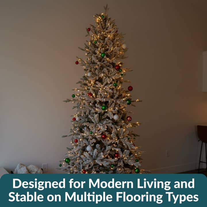 Sunnydaze Decor - Vente Sapin de Noël artificiel - Sapin de Noël artificiel d'intérieur non éclairé mince et majestueux de 8 pieds4